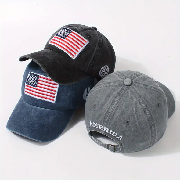 Embroidered vintage American Flag Baseball Cap