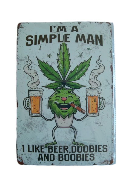 Funny Quirky Metal Wall Sign for Your Man Cave or Garage
