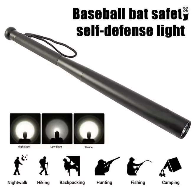 Baseball Bat Flashlight for Self Defense & Home Security Heavy Duty LED Tactical Bat Light