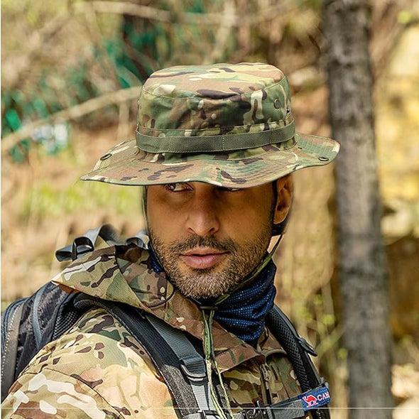Military Tactical Wide Brim unisex Bucket Hats, UPF50+ Sun Hats for Fishing Hunting camping