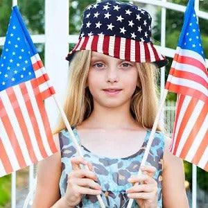 AMERICAN FLAG patriotic cotton Bucket hat.
