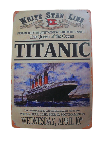 Vintage-style Titanic White Star Line Metal Wall Sign