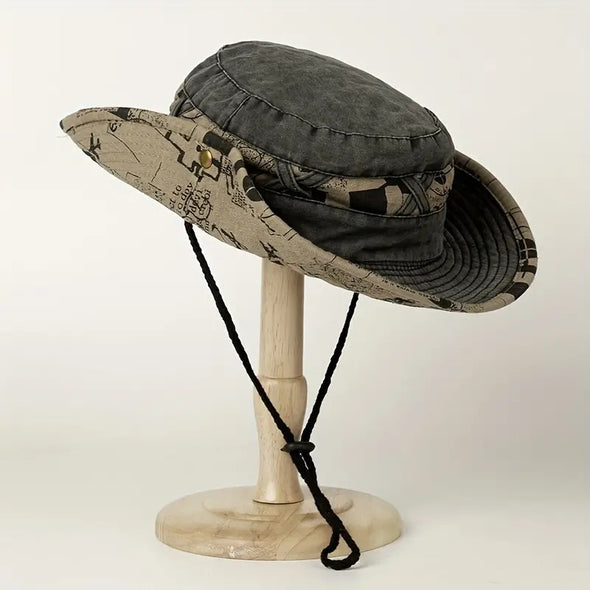 Vintage Distressed Printed Bucket Boonie Hat for men and women