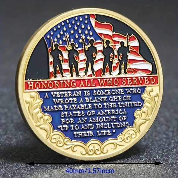 Honoring All Who Served Thank You for your service appreciation Coin