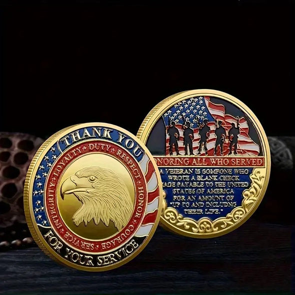 Honoring All Who Served Thank You for your service appreciation Coin