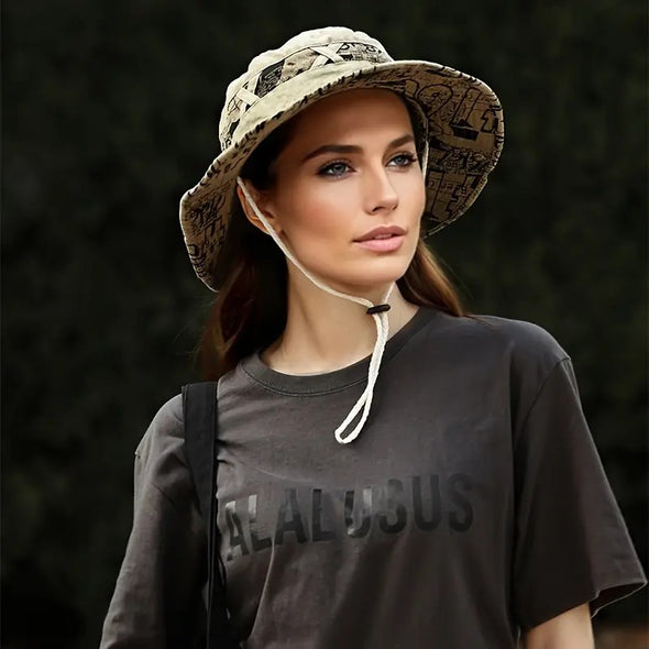Vintage Distressed Printed Bucket Boonie Hat for men and women