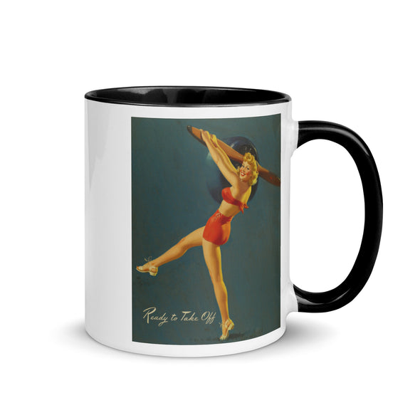 READY TO TAKE OFF AL BUELL pin up Vintage retro 11oz coffee mug