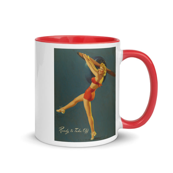 READY TO TAKE OFF AL BUELL pin up Vintage retro 11oz coffee mug