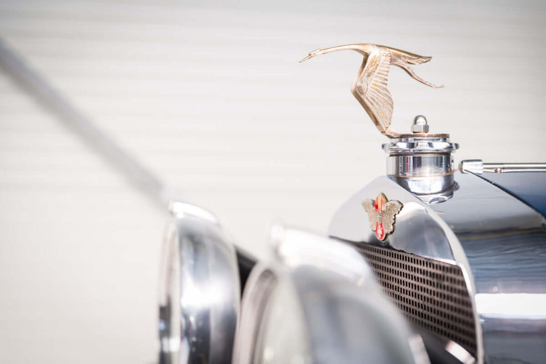 flying stork on radiator cap of a Hispano Suiza car
