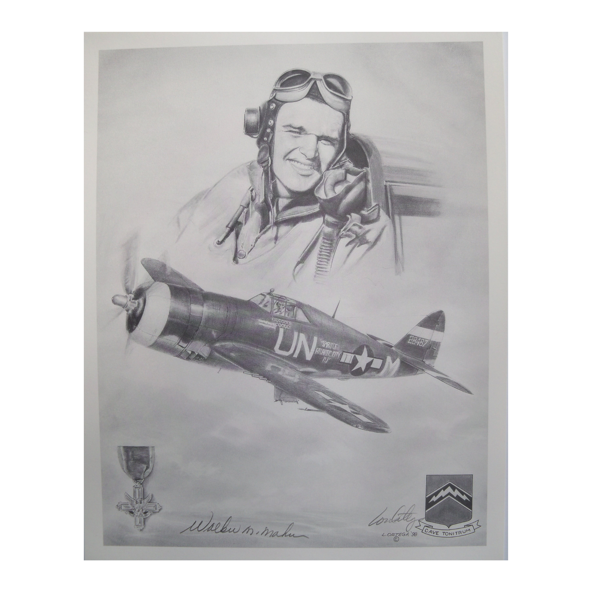 11x14 Signed Bud Mahurin WWII Ace Print — Authentic Autographed Aviation Art with COA