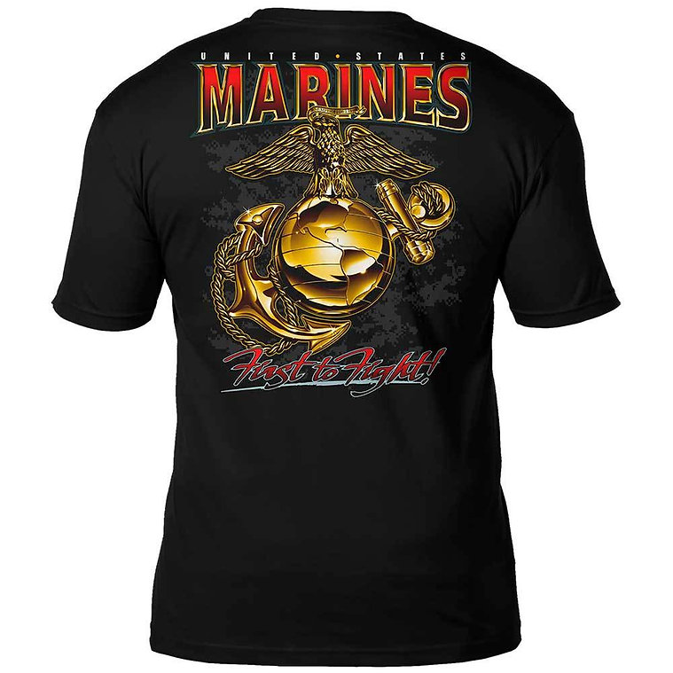 U.S.M.C. 'First to Fight' -  Mens Retro Style Tee Shirt