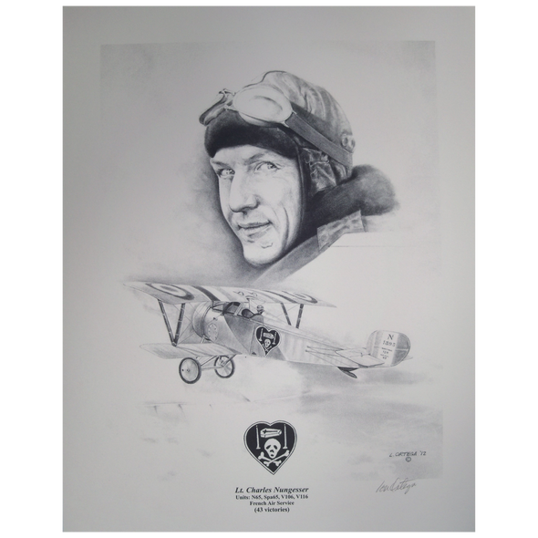Captain Charles Nungesser WW1 - Pencil Print 11x14''
