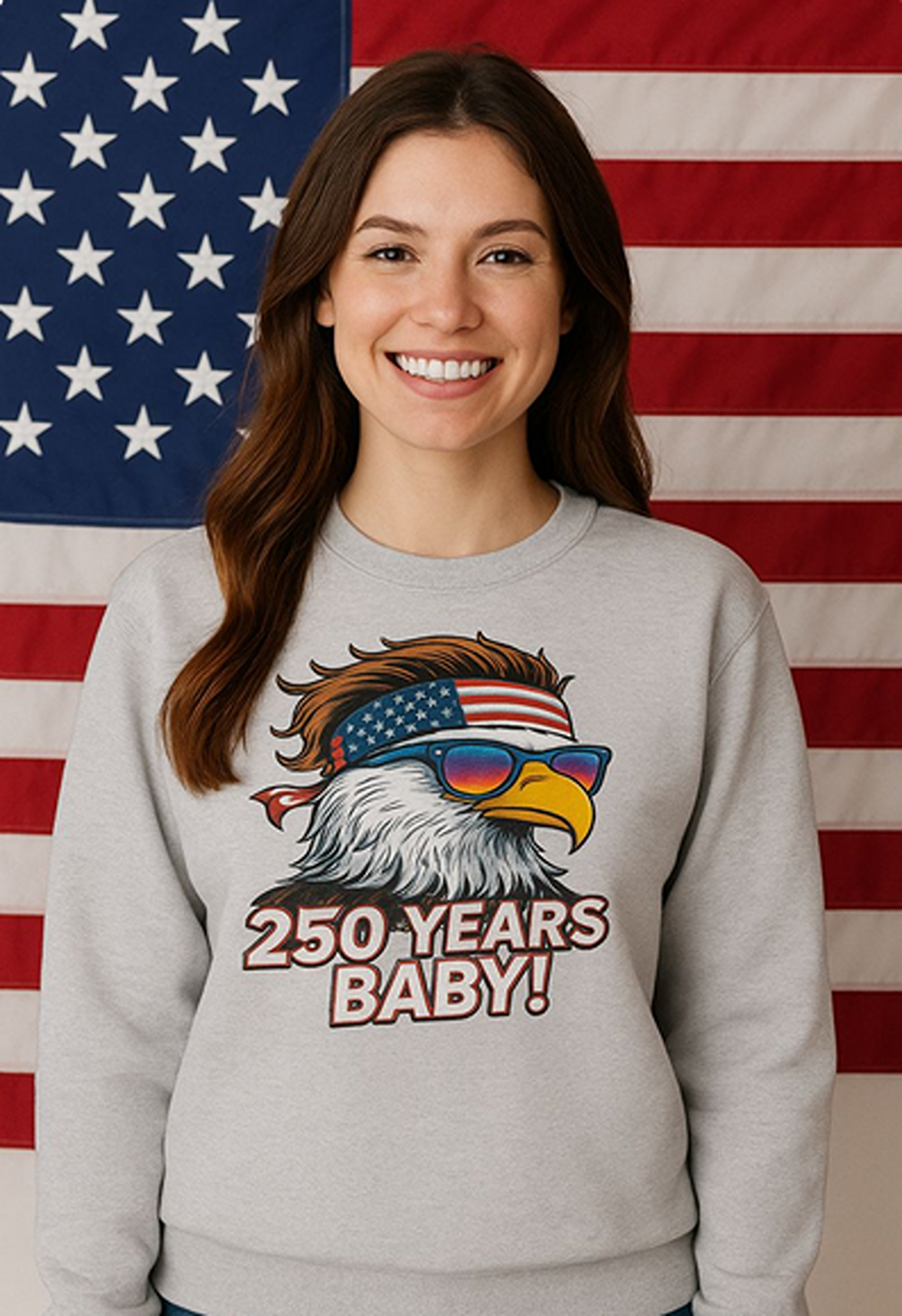 America 250th Anniversary Sweatshirt – Eagle + USA Flag Design
