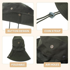 Military Tactical Wide Brim unisex Bucket Hats, UPF50+  Sun Hats for Fishing Hunting camping