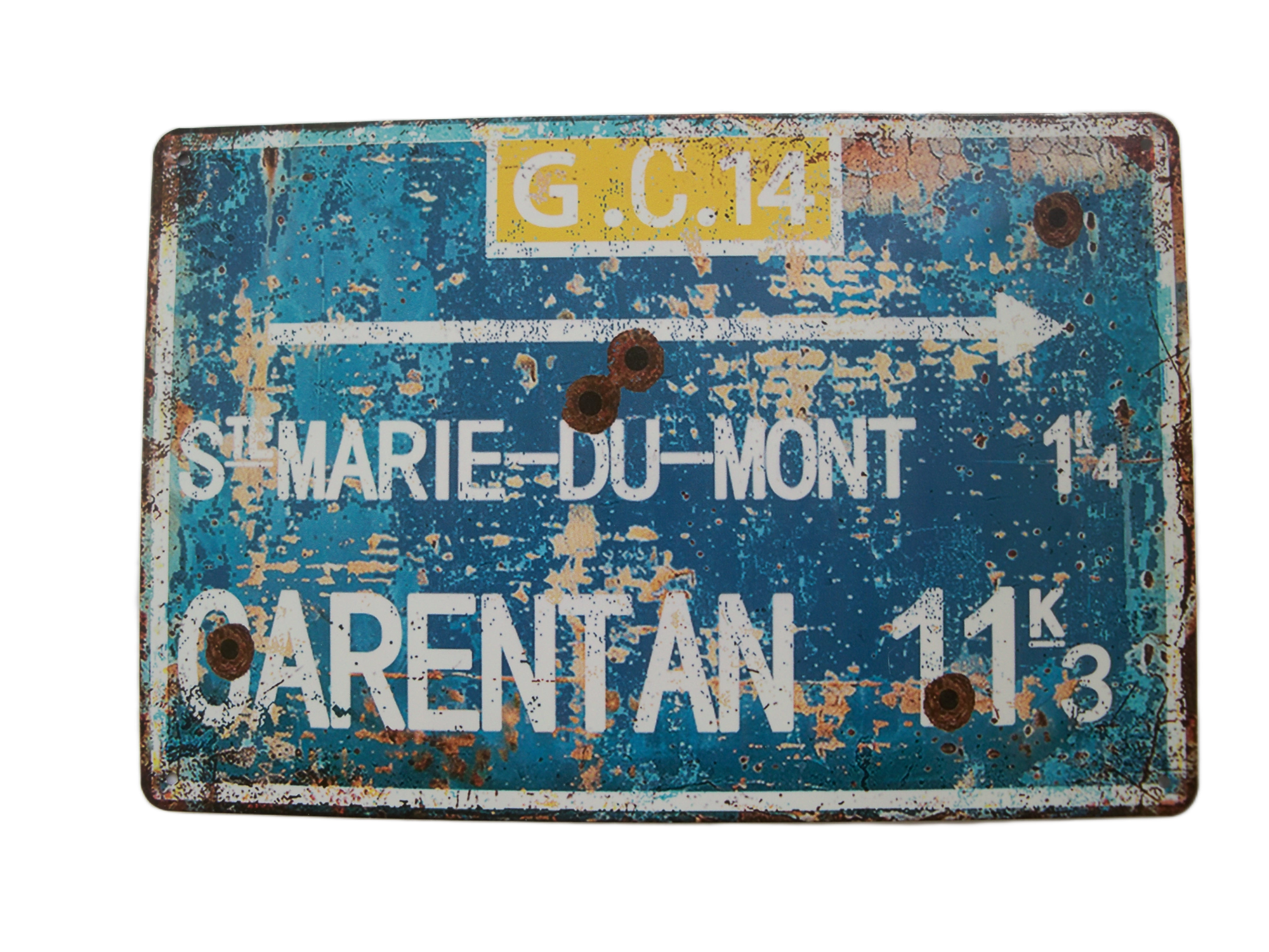 WW2 Carentan Reproduction vintage  French Metal Road Sign