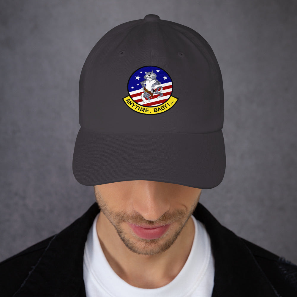 F-14 Tomcat "Anytime Baby" Dad Hat – Naval Aviation premium Baseball Cap