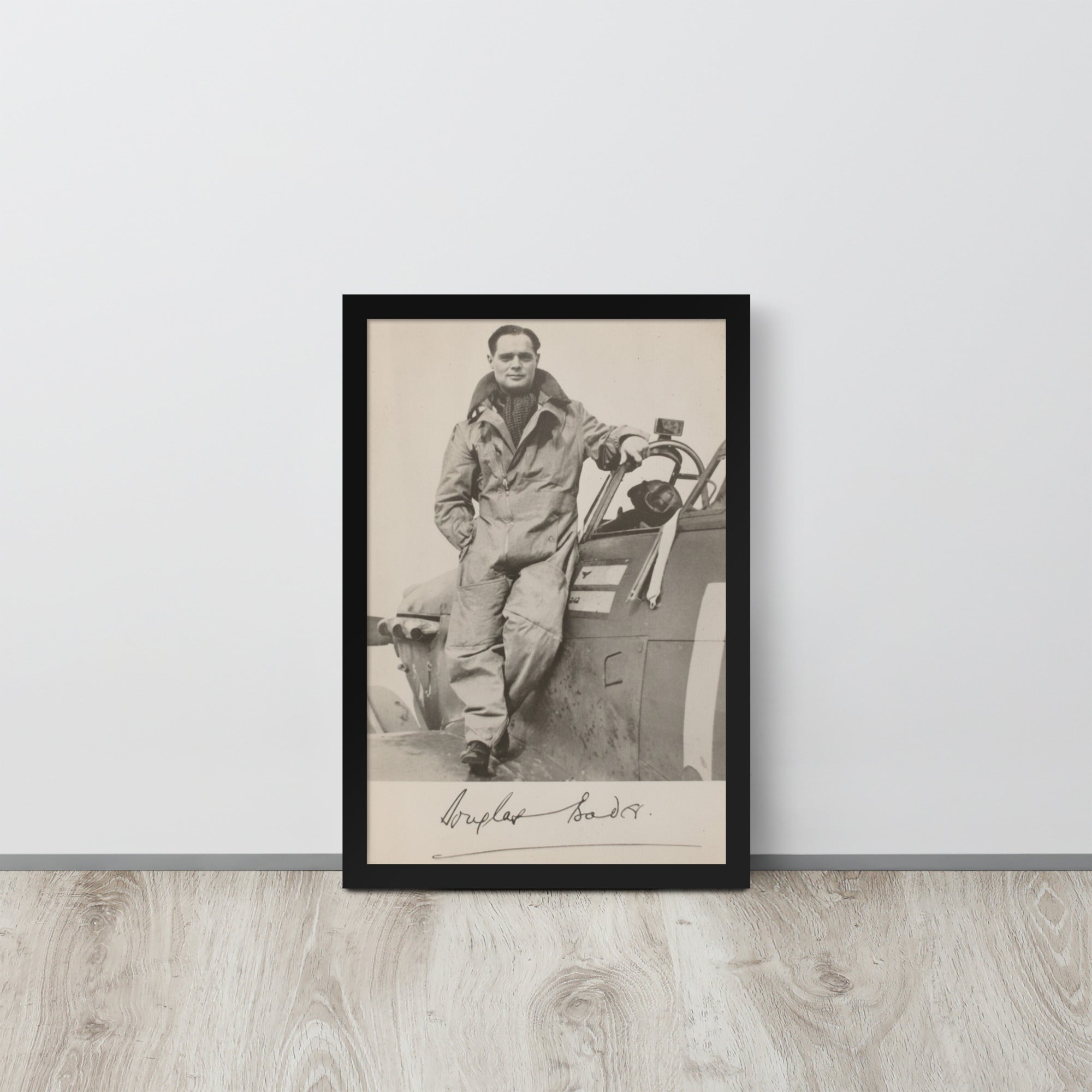 WW2 RAF ACE DOUGLAS BADER 12x18 Framed signed photo print vintage wall art