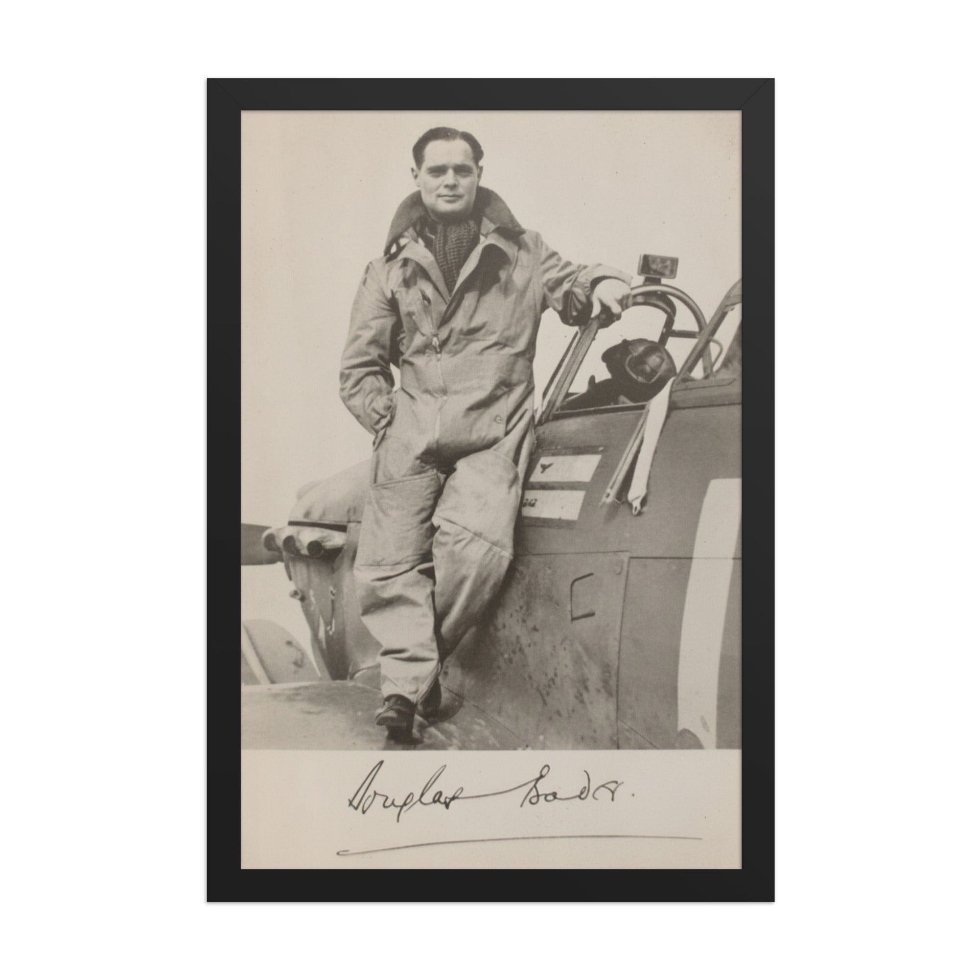 WW2 RAF ACE DOUGLAS BADER 12x18 Framed signed photo print vintage wall art