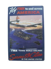 Letrero de pared metálico de estilo vintage de Trans World Airlines