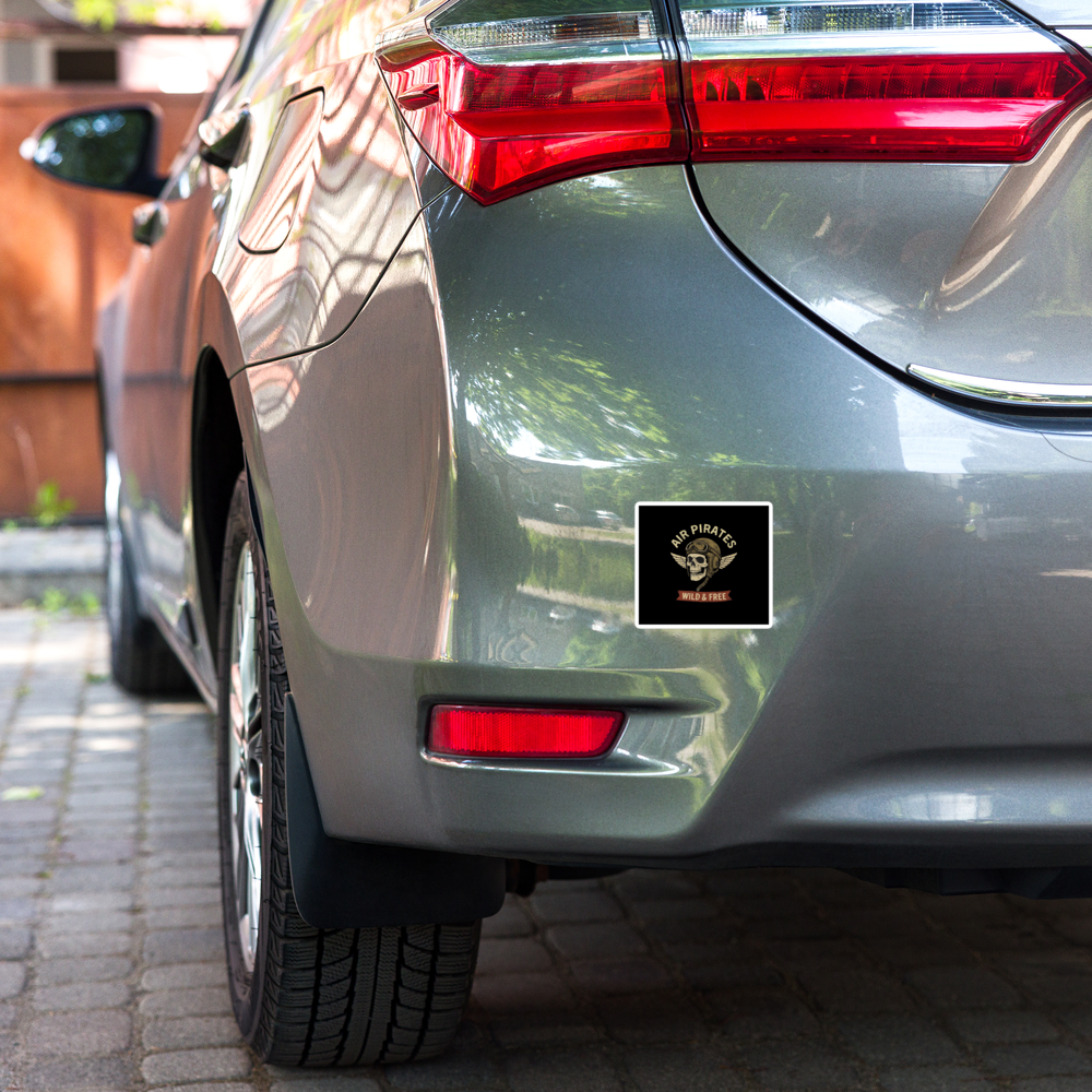 Air Pirates Wild & Free Vintage Retro Skull with Pilot Helmet, Goggles and Wings vinyl sticker