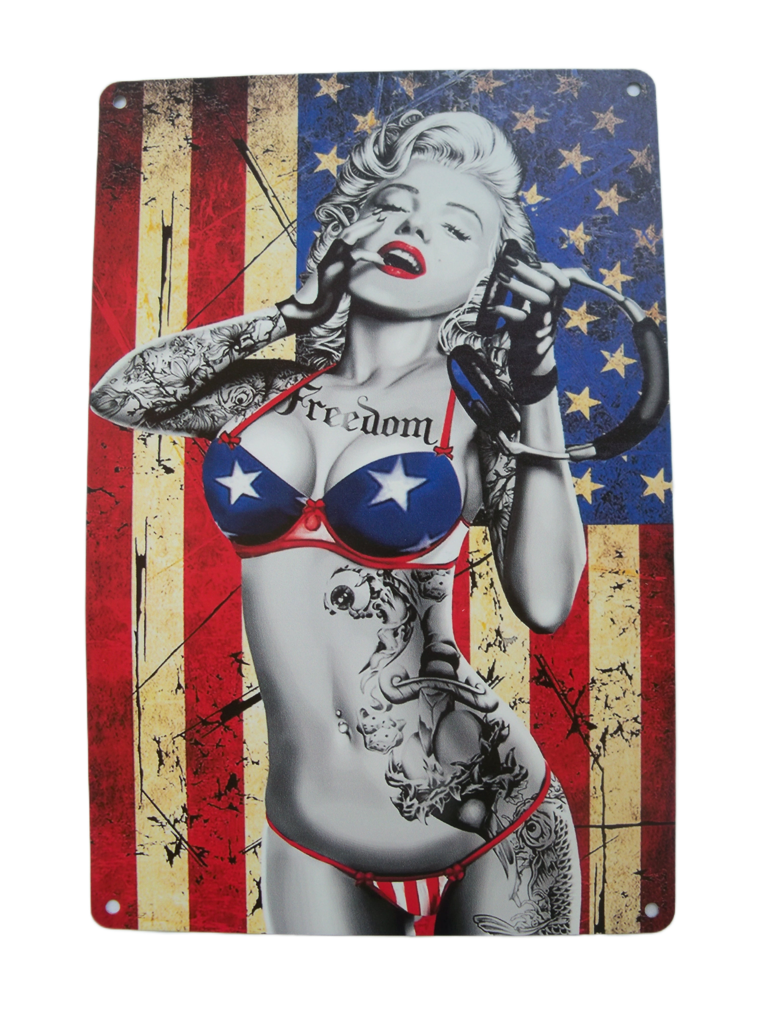 Marilyn Monroe sexy vintage retro American flag metal wall decor