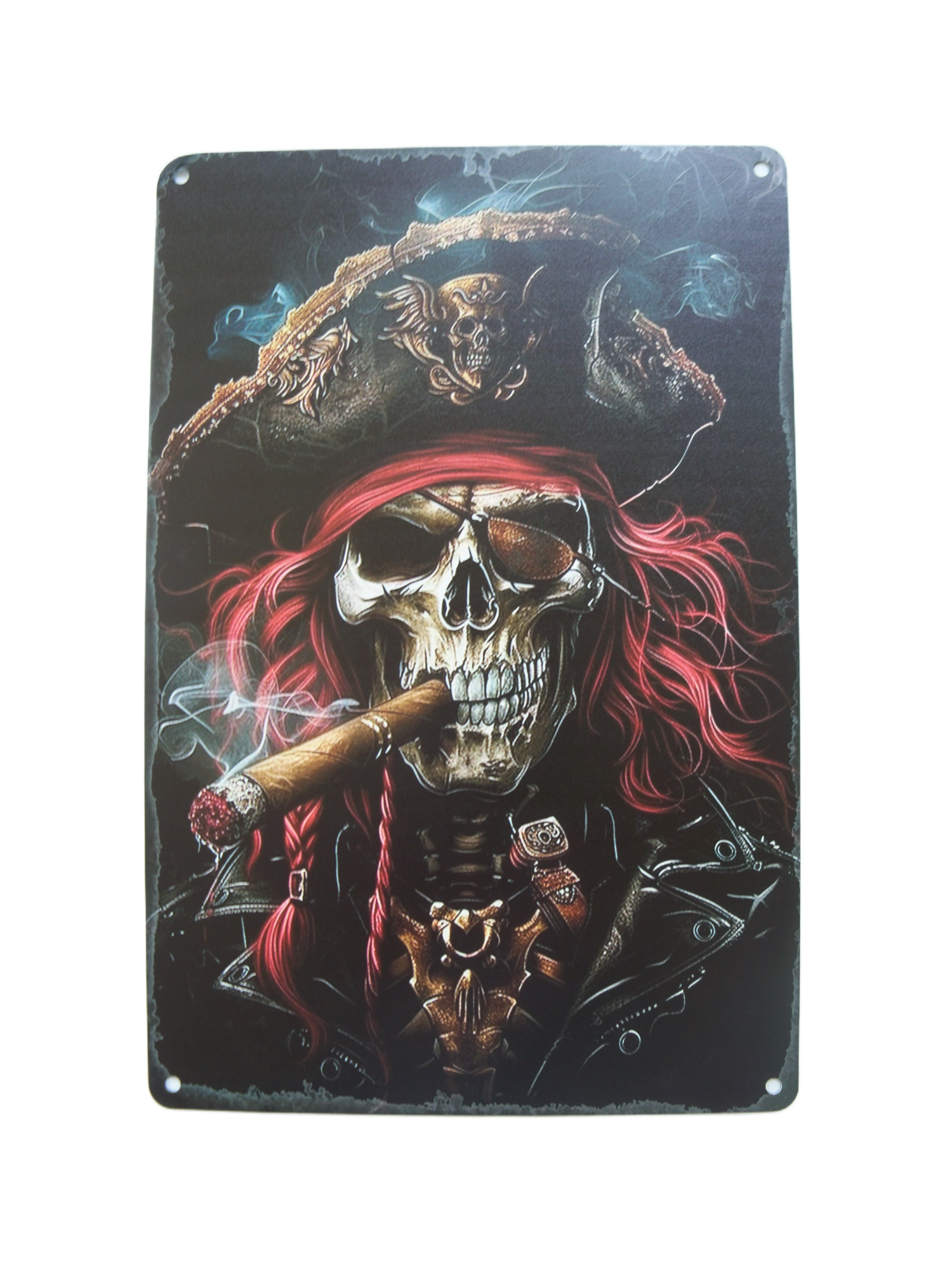 Quirky Funny Skeleton Pirate retro vintage Metal Wall Sign