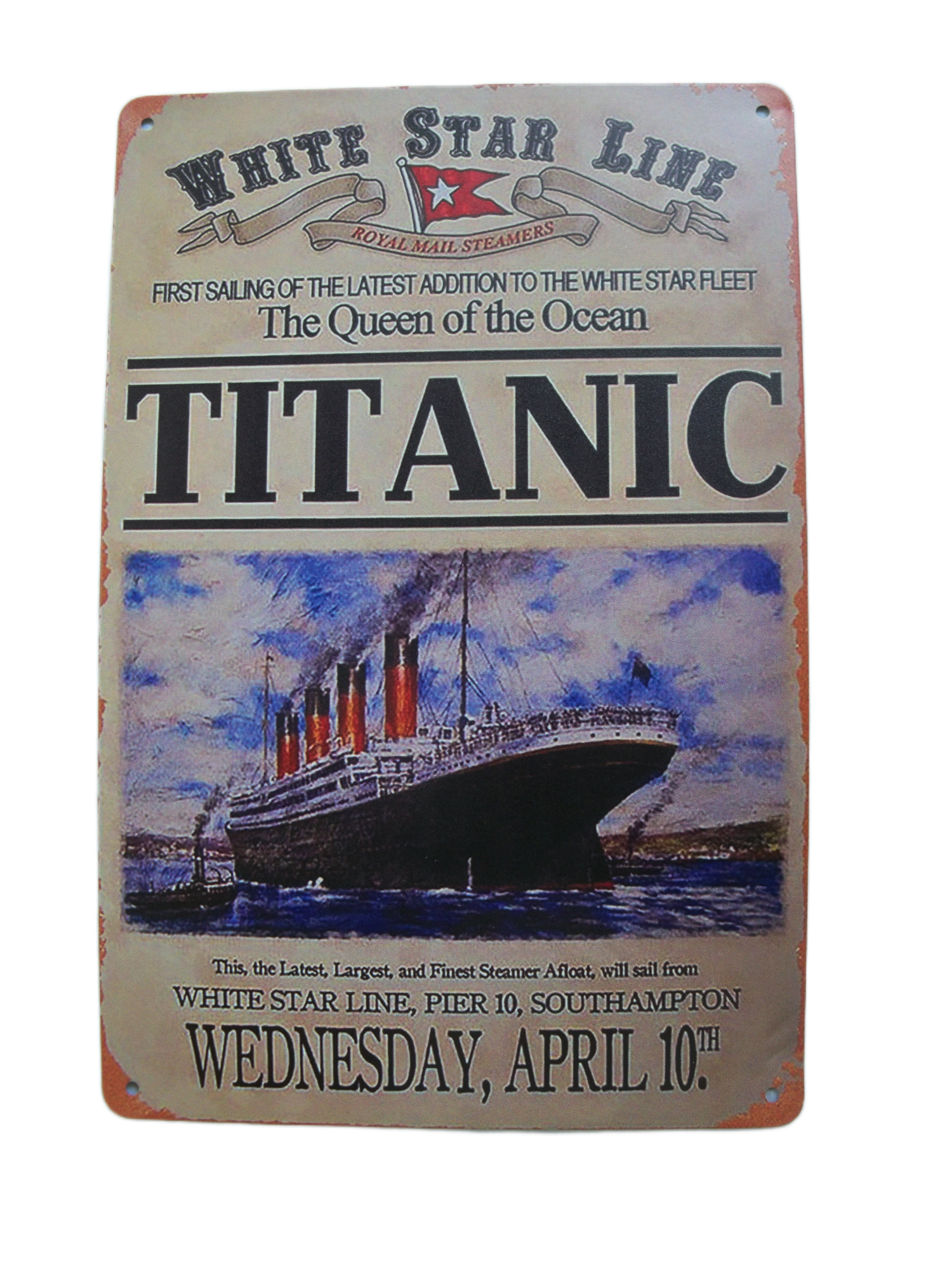 Vintage-style Titanic White Star Line Metal Wall Sign