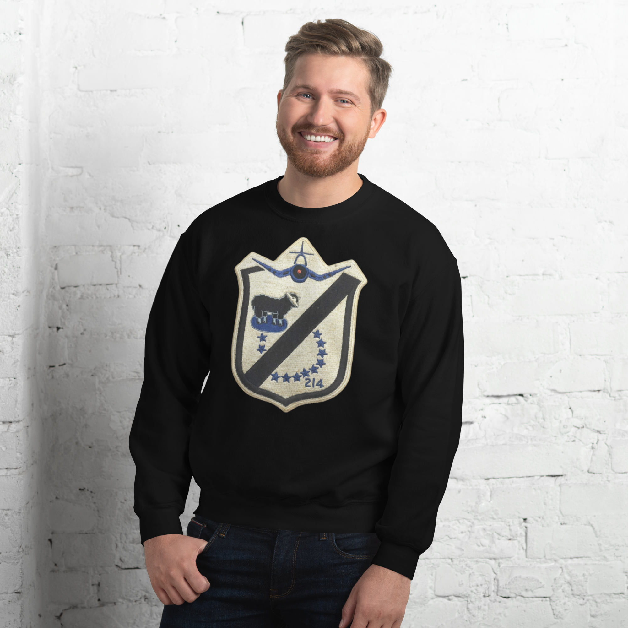 VMF-214 Black Sheep WWII vintage look sweatshirt – Legendary USMC Fighter Squadron Insignia