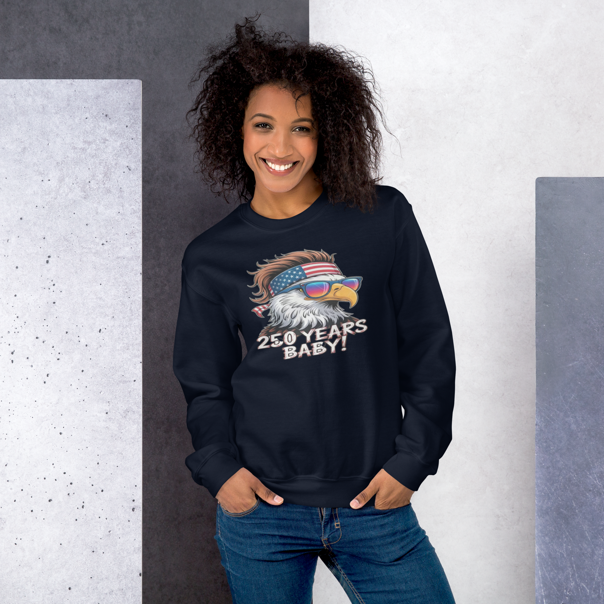 America 250th Anniversary Sweatshirt – Eagle + USA Flag Design