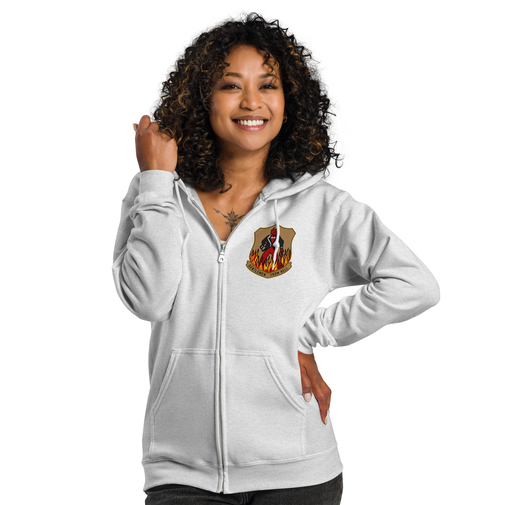 WW2 US Gentlemen from hell 487th Bomb Group 8th AF insignia zip hoodie