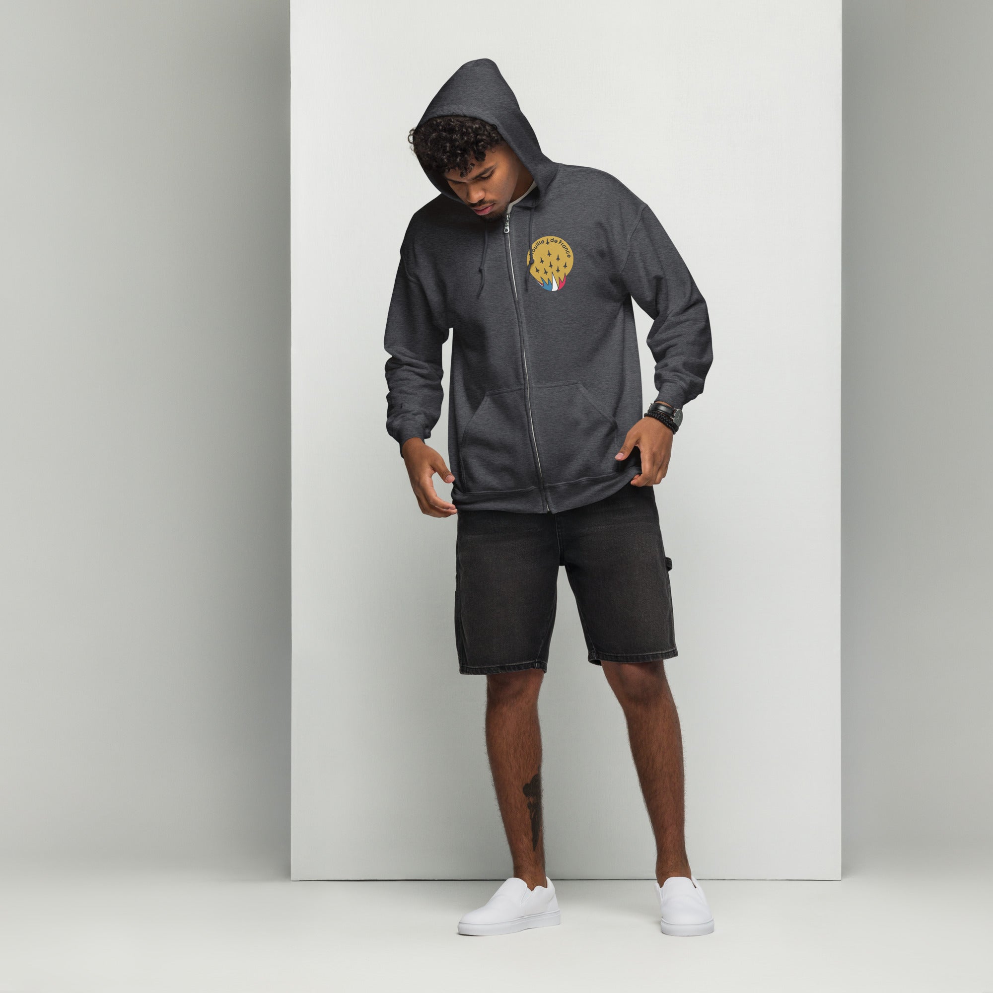 Premium Patrouille de France Insignia Hoodie – French Aviation Heritage Zip-Up