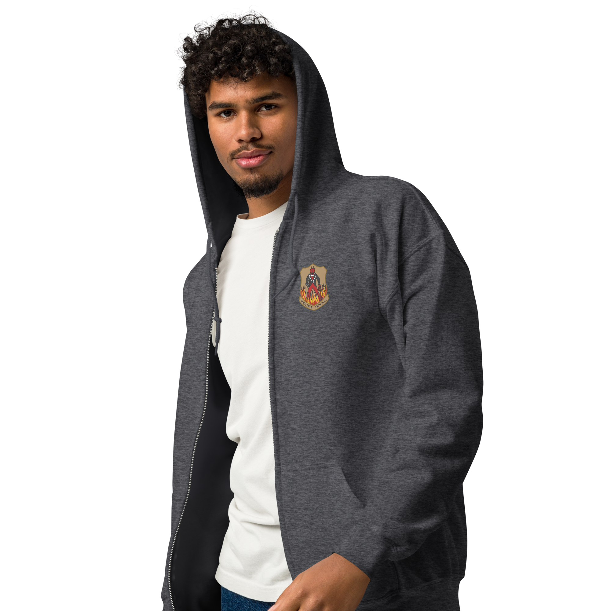 WW2 US Gentlemen from hell 487th Bomb Group 8th AF insignia zip hoodie