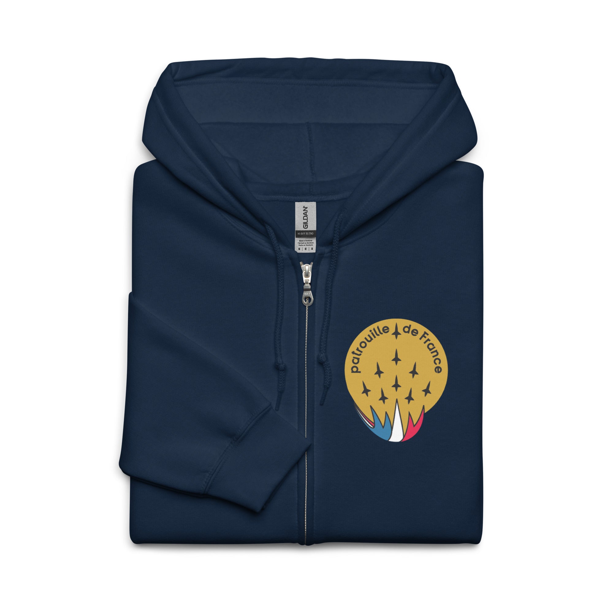 Premium Patrouille de France Insignia Hoodie – French Aviation Heritage Zip-Up