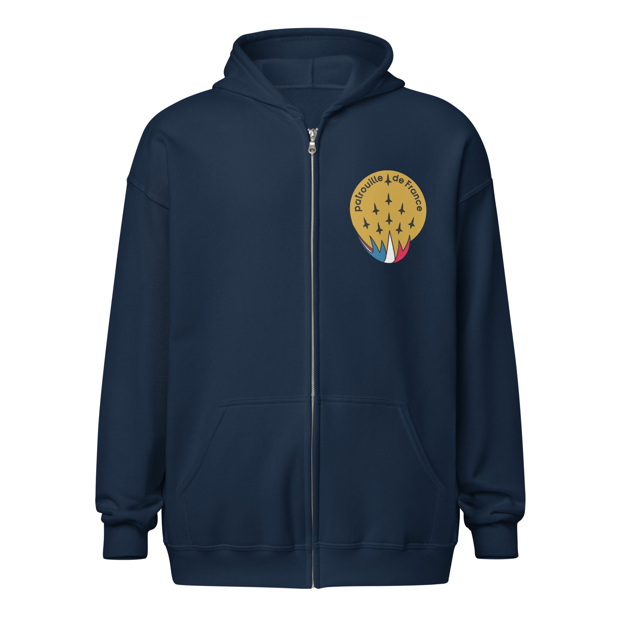 Premium Patrouille de France Insignia Hoodie – French Aviation Heritage Zip-Up