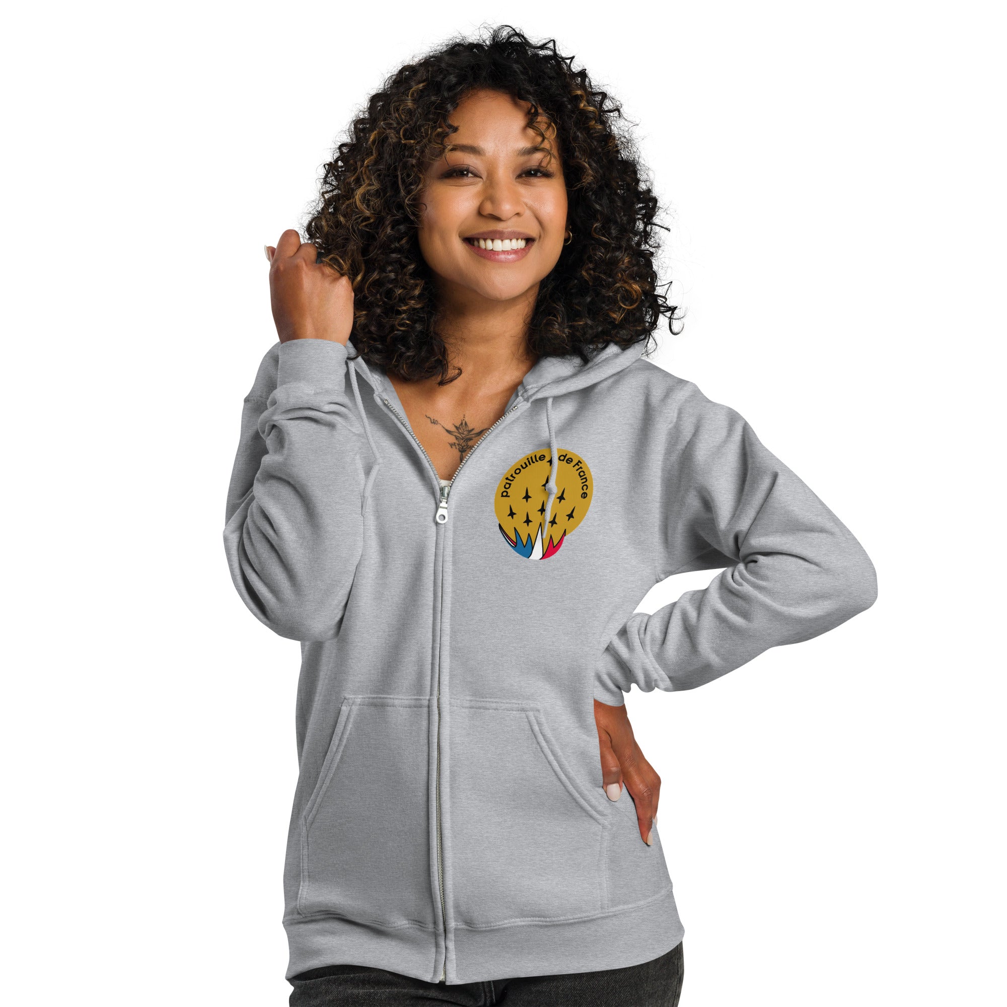 Premium Patrouille de France Insignia Hoodie – French Aviation Heritage Zip-Up
