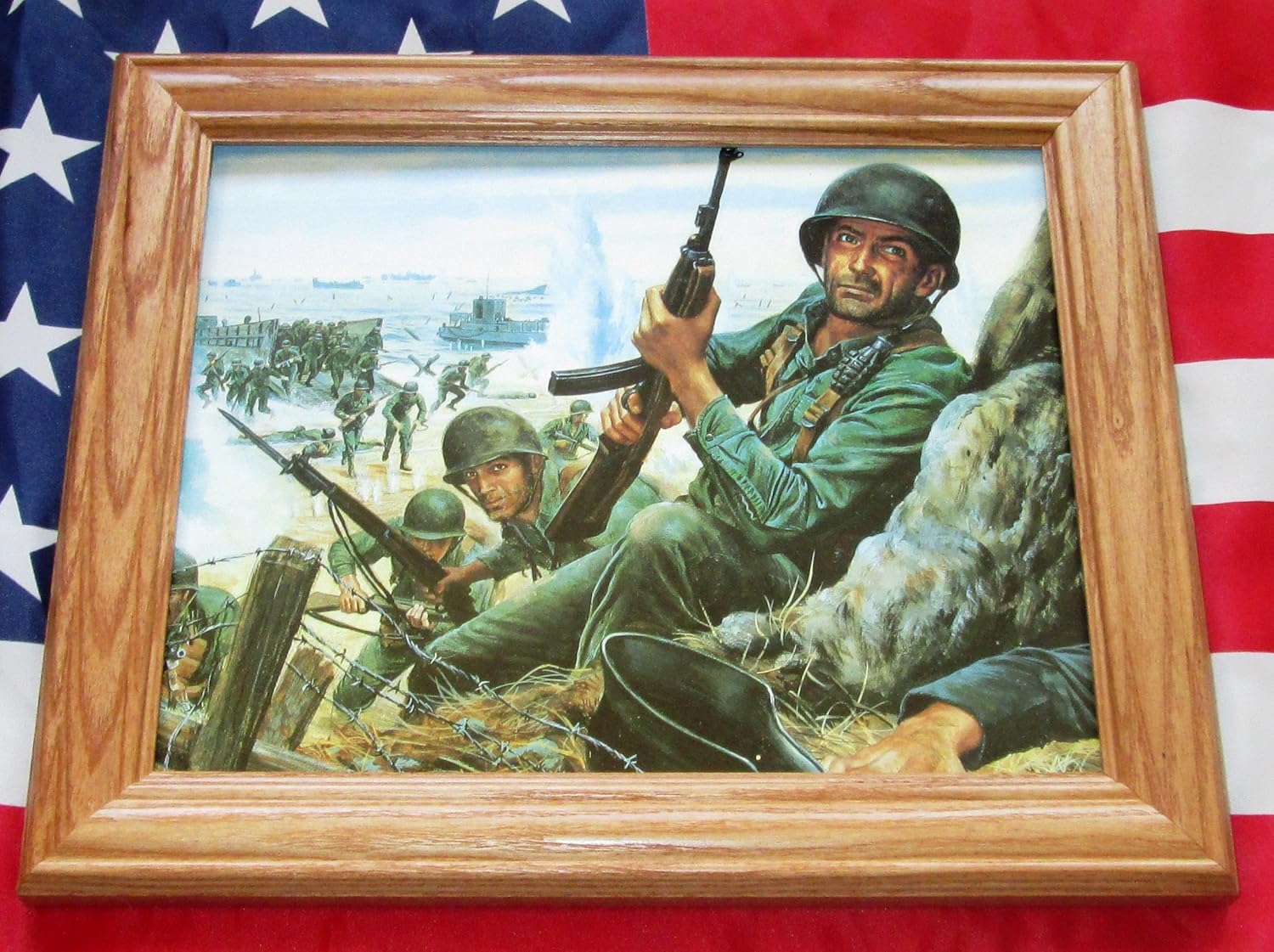 Framed World War Two Print by Mort Kunstler - D-DAY, Utah Beach, Normandy 1944.