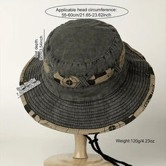 Vintage Distressed  Printed Bucket Boonie Hat for men and women