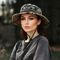 Vintage Distressed  Printed Bucket Boonie Hat for men and women