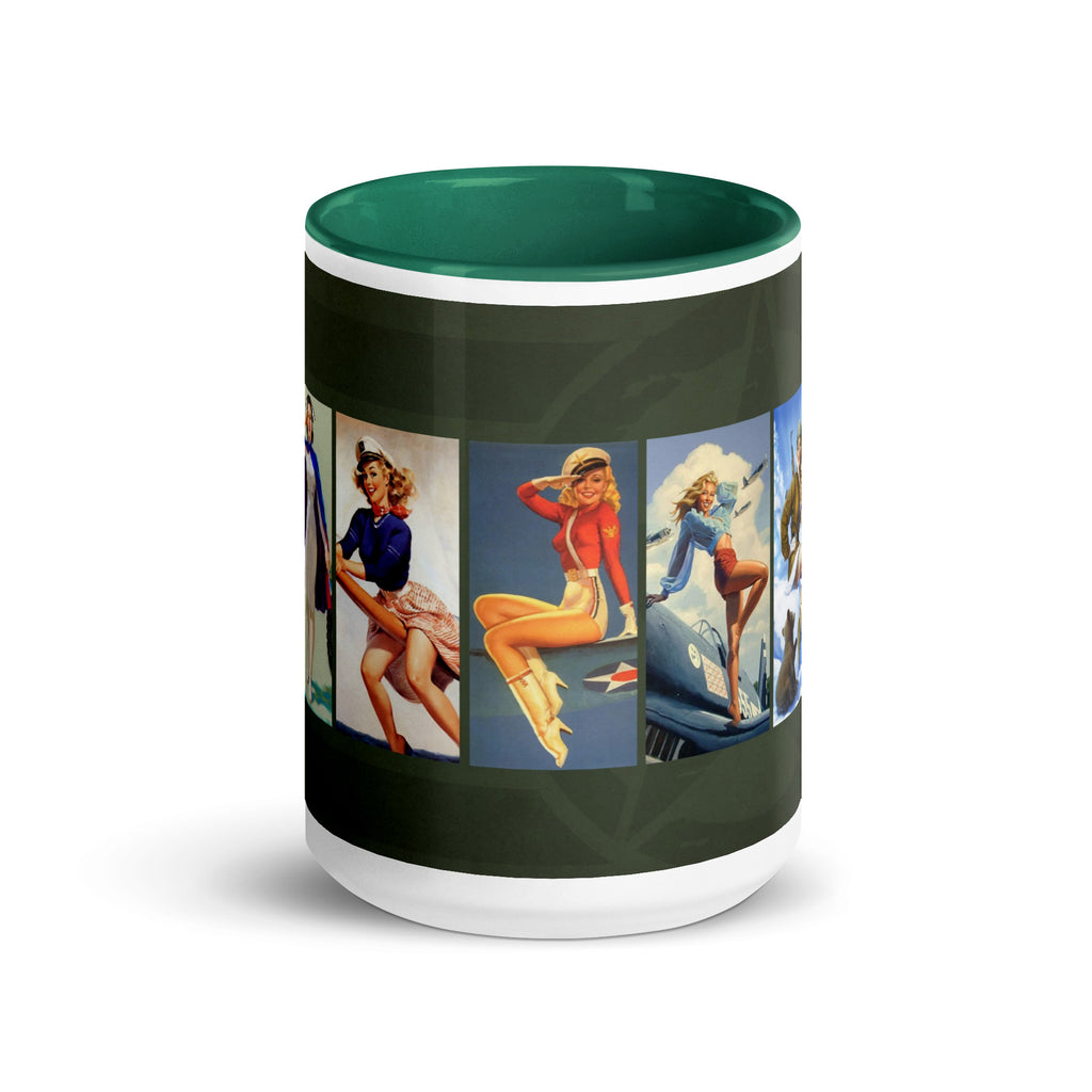 VINTAGE PATRIOTIC PIN UP PRINTS ,multi colors 11/15 oz ceramic mugs.