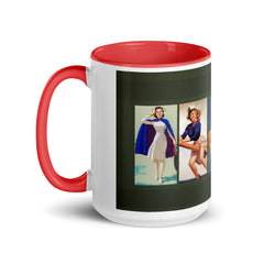 VINTAGE PATRIOTIC PIN UP PRINTS ,multi colors 11/15 oz ceramic mugs.