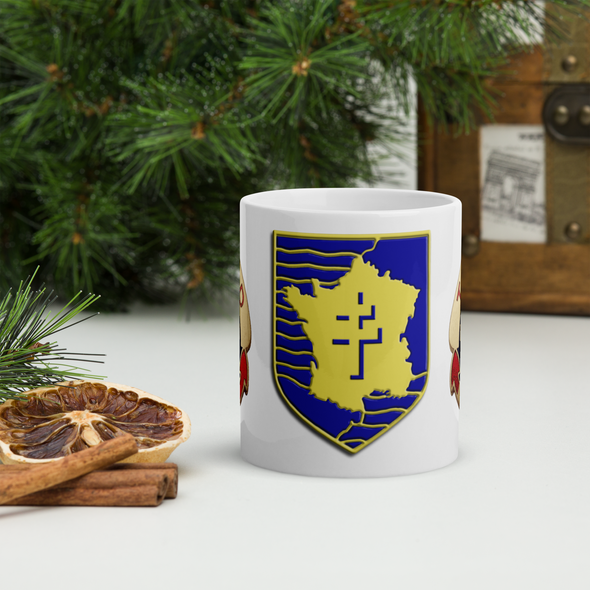 WW2 French Forces Coffee Mug – Featuring 2e DB & RMT Badges"