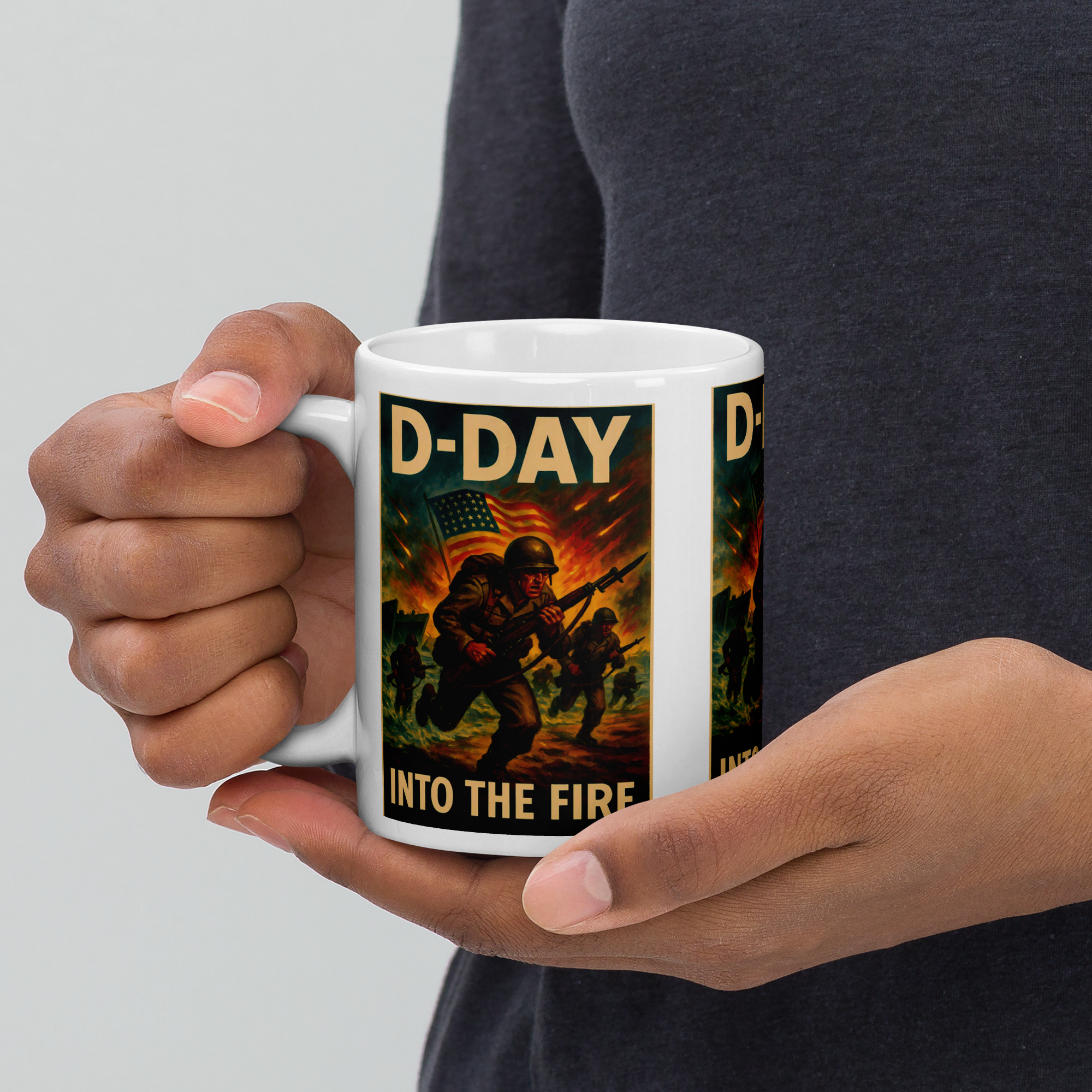 D-Day "Into the fire" WW2 Commemorative vintage unique coffee mug gift