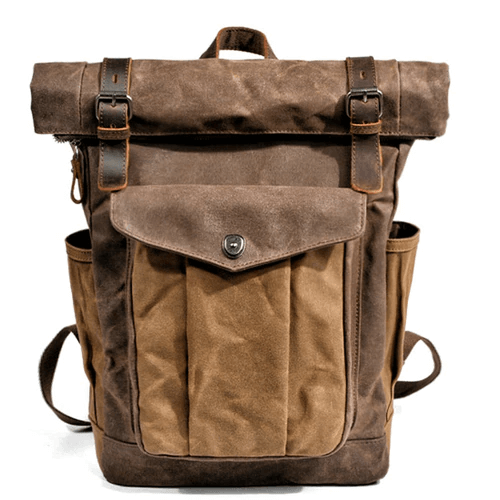 Vintage Style Oil Wax Canvas Daypack - Brown