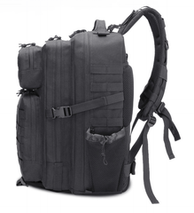 45L Military Style Waterproof MOLLE Backpack side view of straps and pockets
