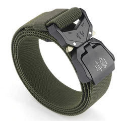 Mens Adjustable Casual Belt with Alloy Buckle - army green color