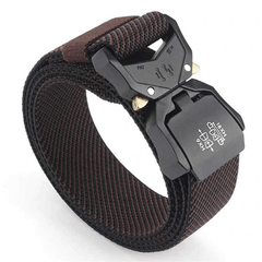Mens Adjustable Casual Belt with Alloy Buckle - coffee color