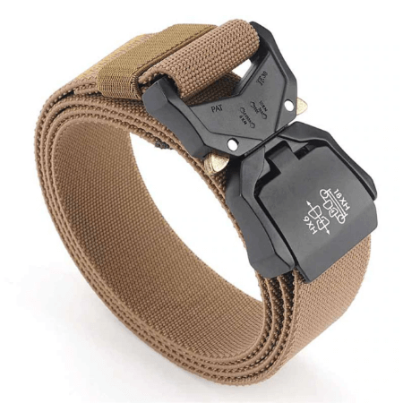 Mens Adjustable Casual Belt with Alloy Buckle - khaki color