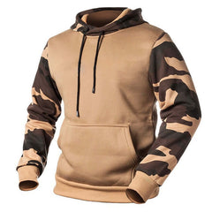 Camouflage Hoodie With Large Front Pocket - khaki with khaki camo contrast sleeves