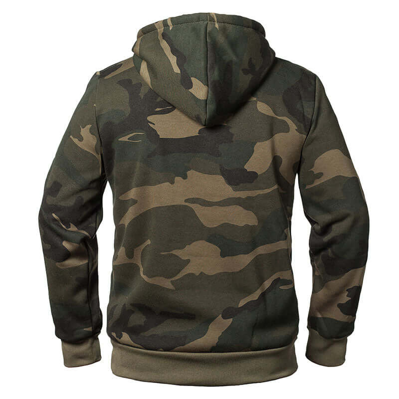Camouflage Hoodie With Large Front Pocket - jungle camo back view 