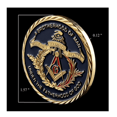 Masonic Coin - showing size 1.57" width, 0.12" edge diameter